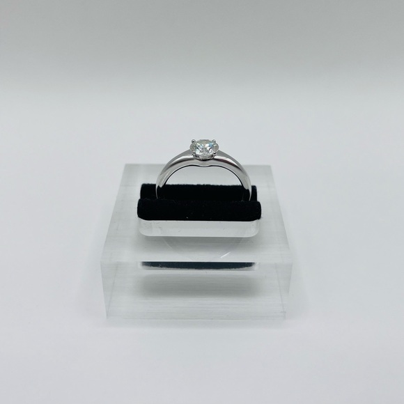 Moissanite Solitaire Sterling Silver Ring - Picture 6 of 7